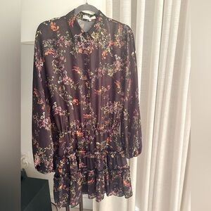 Alexis Black Floral Long Sleeve Tiered dress - Mini